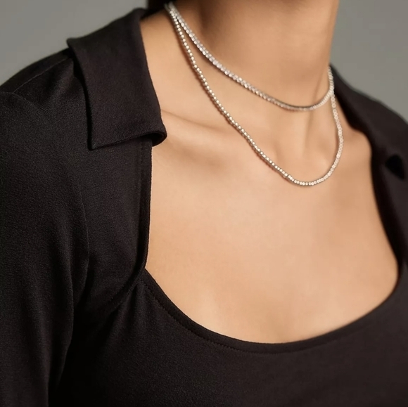 Anthropologie Collared Square Neck Tee in Black Size Large NWT - Picture 3 of 8